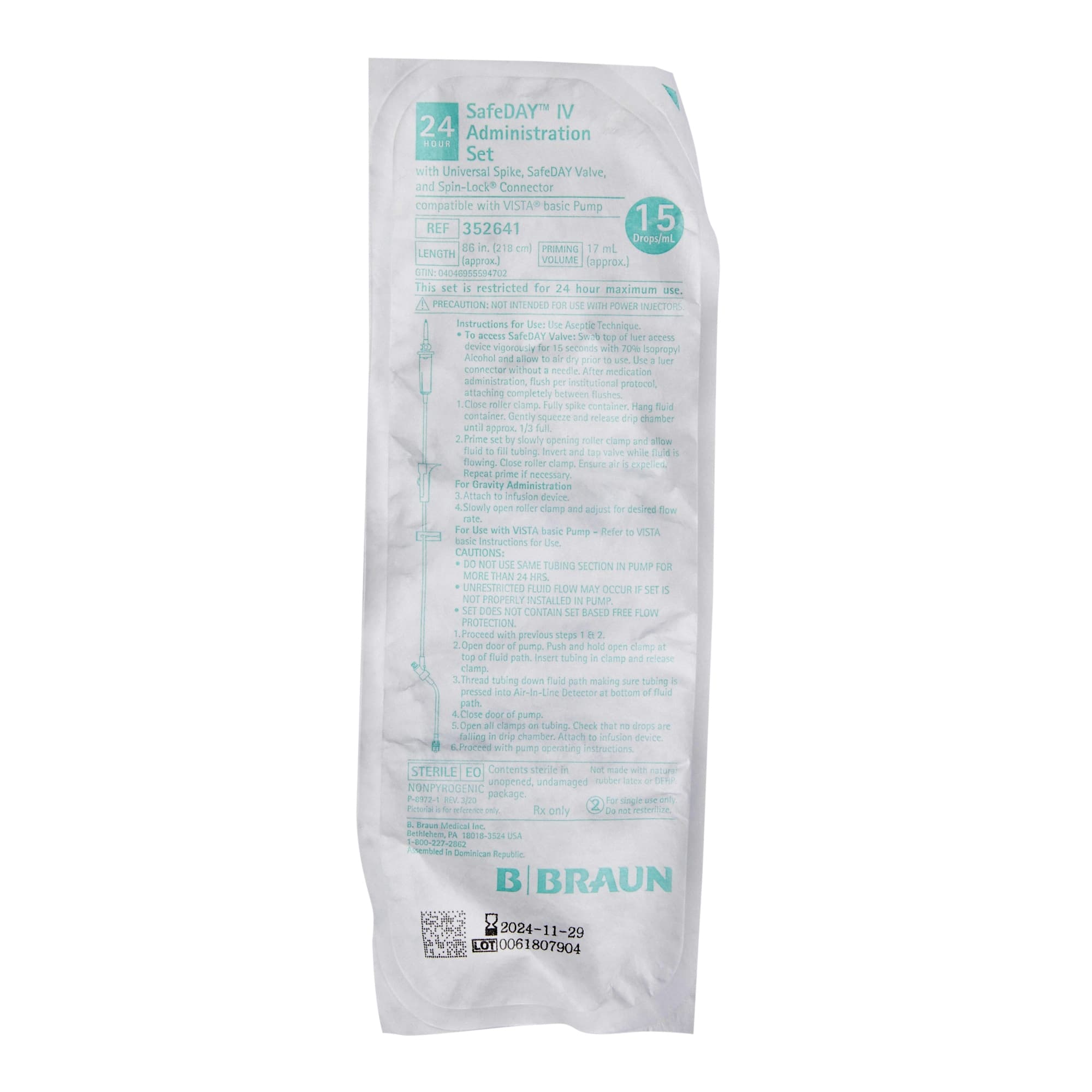 B. Braun Primary Gravity IV Set with 1 SafeDAY Injection Site - Image 2
