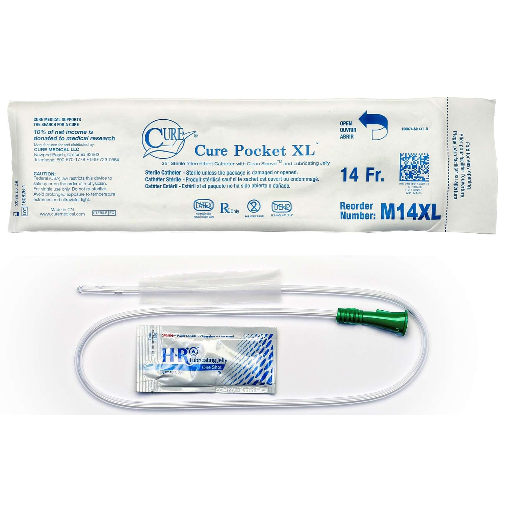 Cure Extra Long Pocket Intermittent Catheter