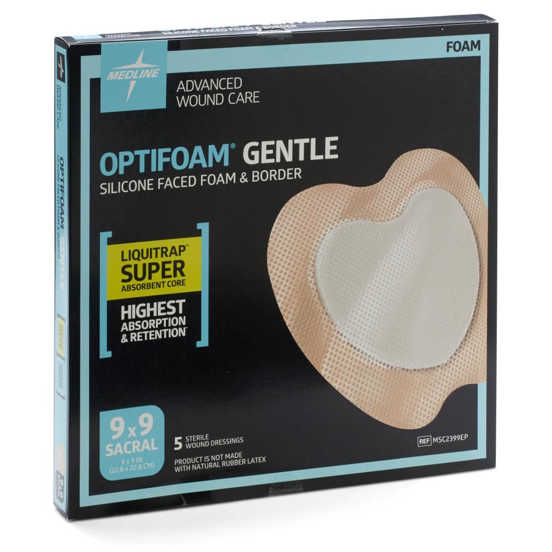 Optifoam Gentle Silicone-faced Foam Dressing, Sacrum, Sterile - Image 2