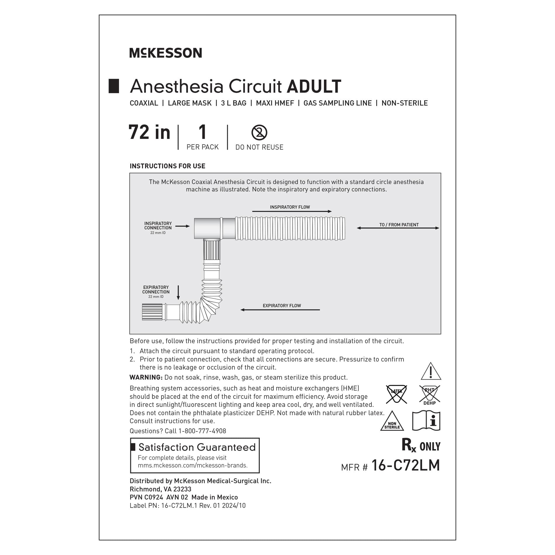 McKesson Anesthesia Breathing Circuit, Single-Limb Expandable 72-Inch Tubing - Case of 20 - Image 2