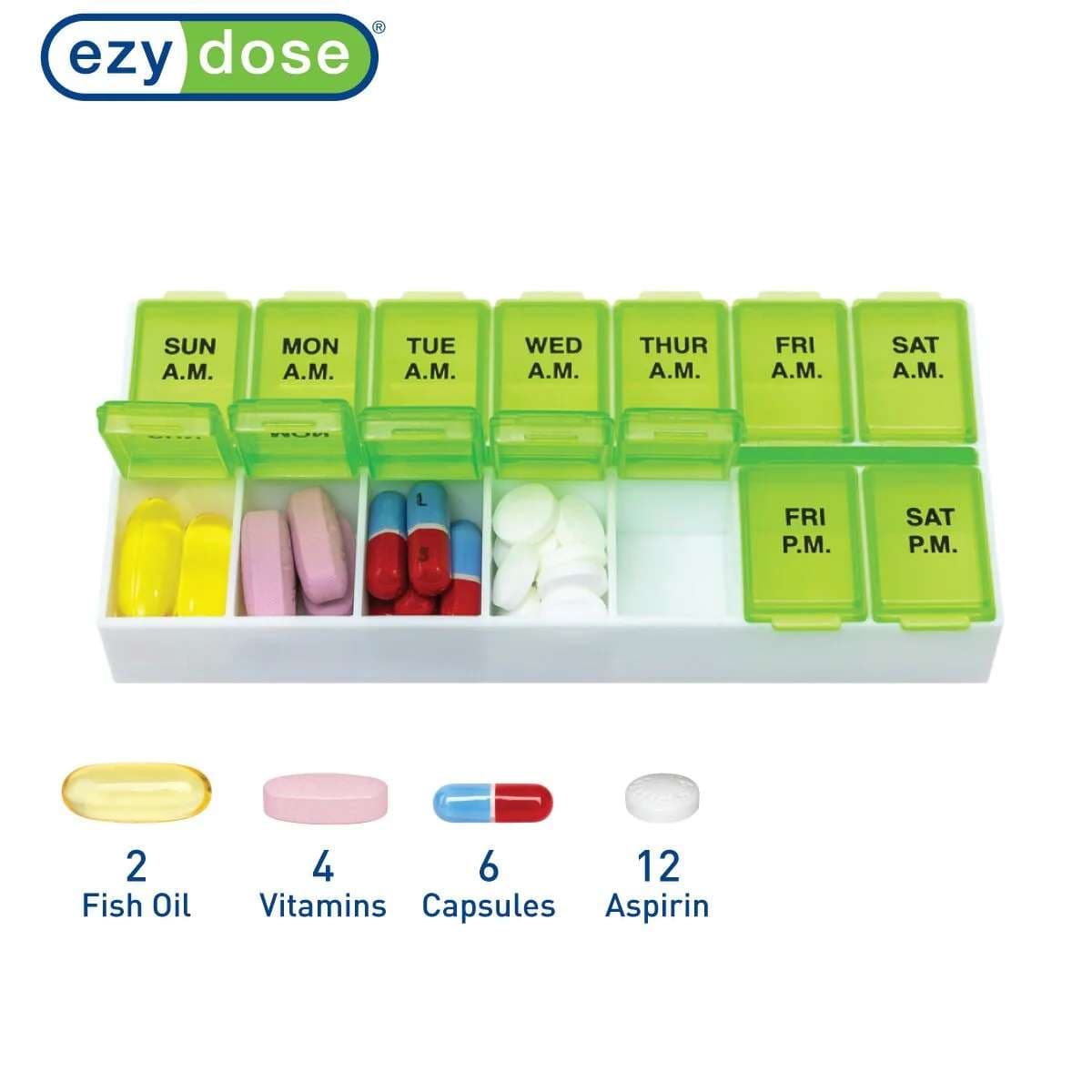 Ezy Dose Twice A Day Pill Organizer, Medium, 7 Day, 2 Dose - Package of 6 - Image 2