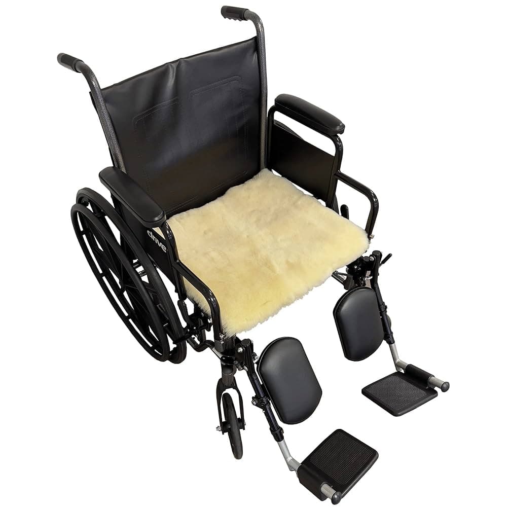 Sheepskin Ranch Sofsheep Sheepskin Wheelchair Seat Pad Standard Adult, 18" x 16" Beige - Image 1