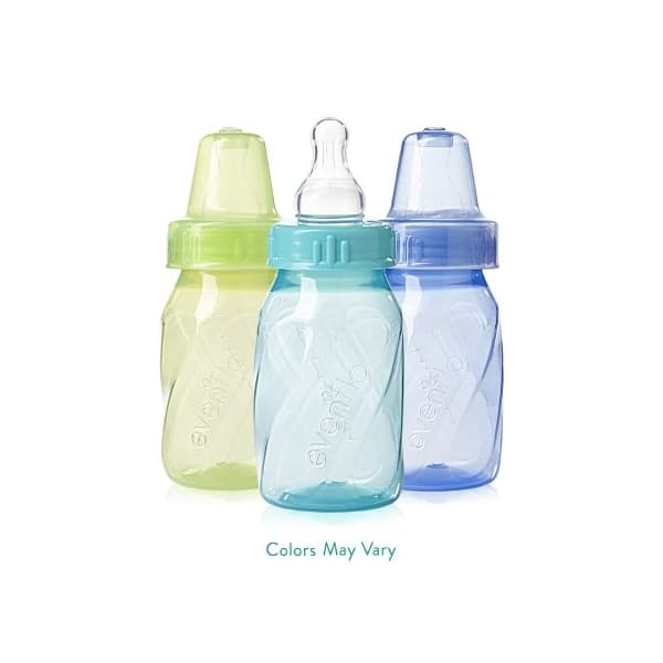 Evenflo Classic Baby Bottle Ounces and Milliliters, Assorted Colors, 4 oz. - Case of 36 - Image 1