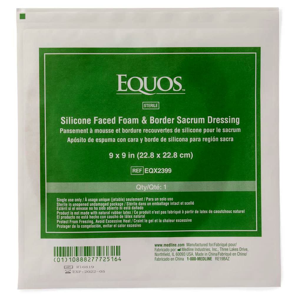 Equos 5-layer Square Foam Wound Dressing With Silicone Adhesive, Sacrum, 9 x 9 Inch - Each - Image 1
