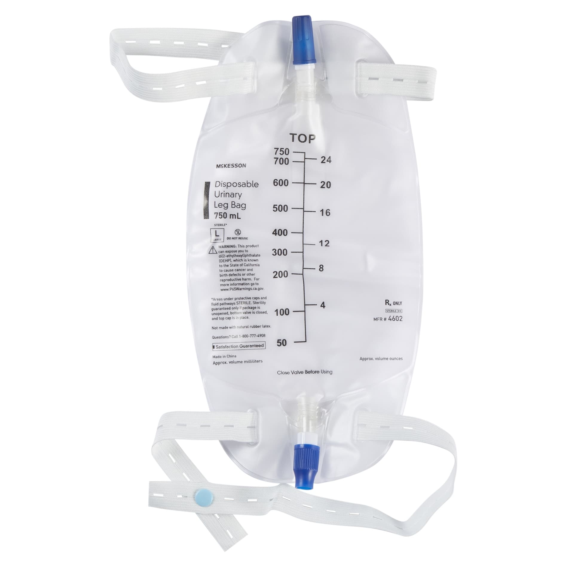 McKesson Disposable Urinary Leg Bag with Anti-Reflux Valve - Image 2