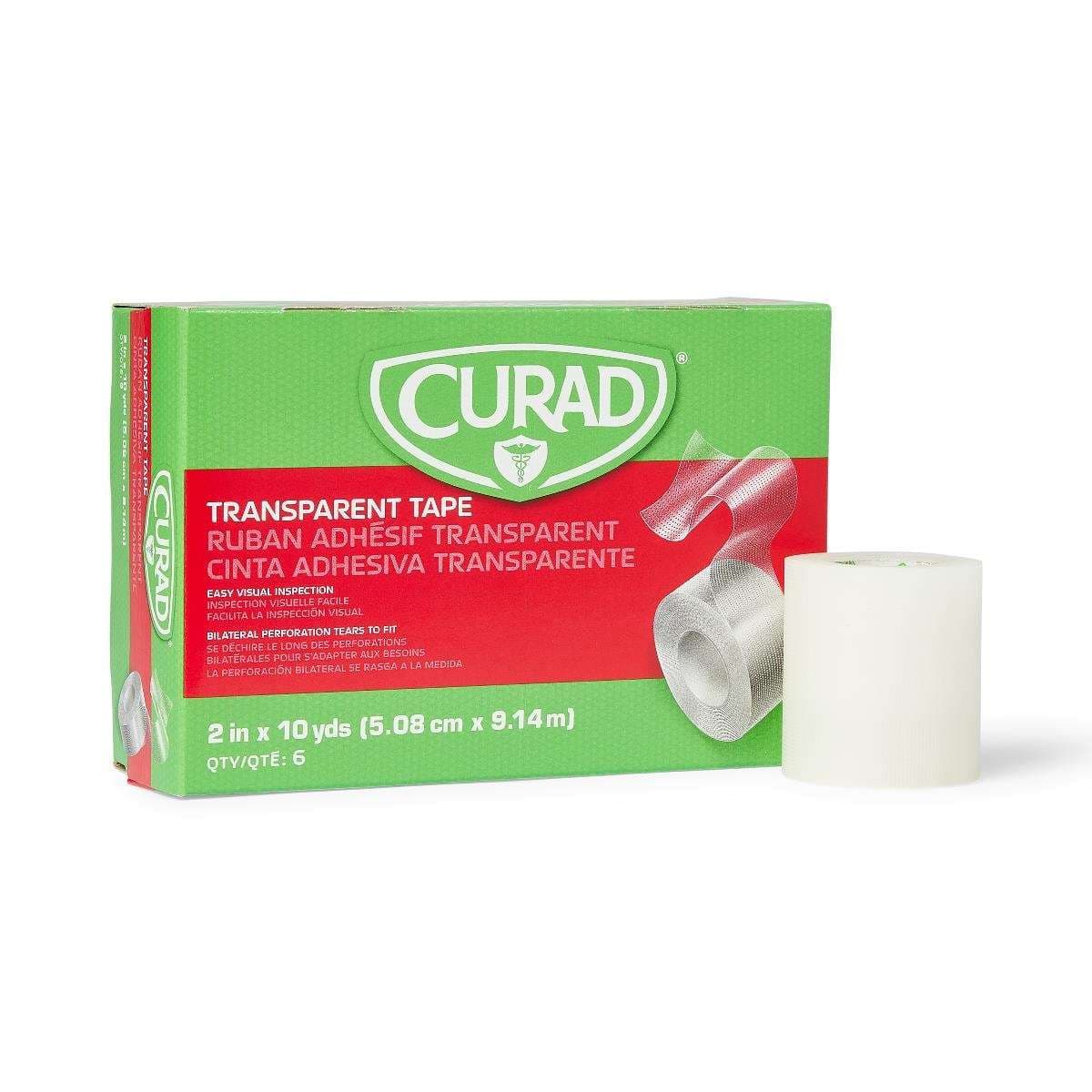 Curad Transparent Adhesive Plastic Tape, 2 Inch x 10 Yard - Case of 60 - Image 1