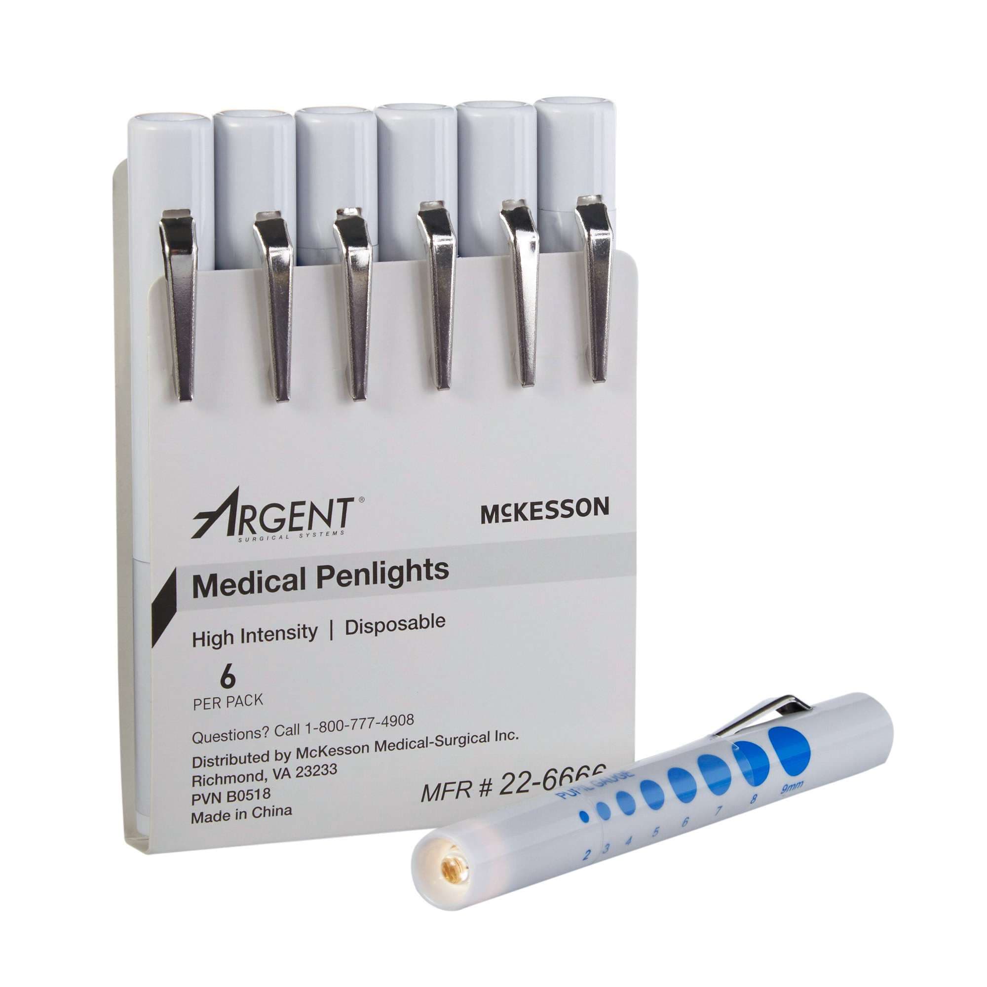 McKesson Disposable Penlight White, 4-1/2 Inch - Package of 6