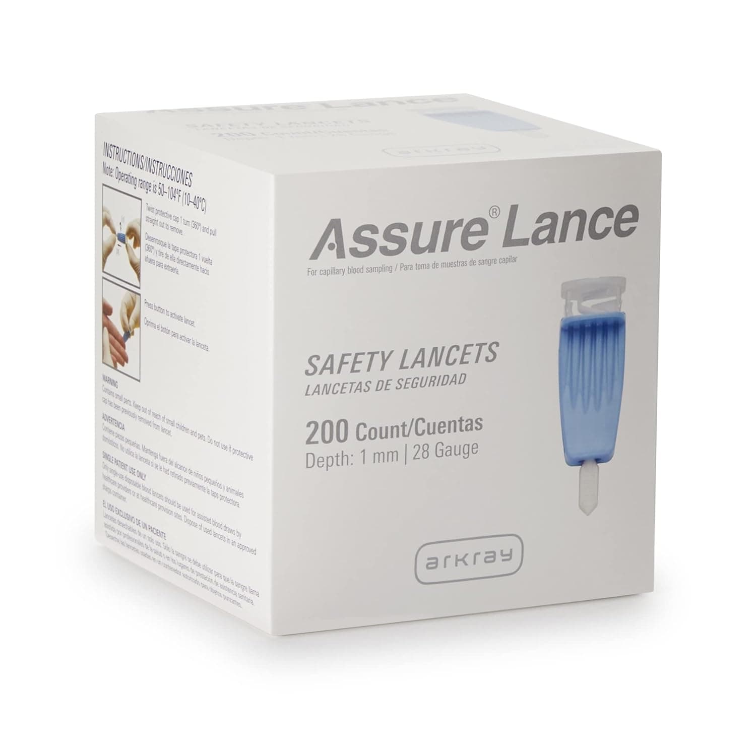 Arkray Assure Lance Micro Flow Safety Lancet 28 gauze, 1mm Pen Depth - Box of 200 - Image 2