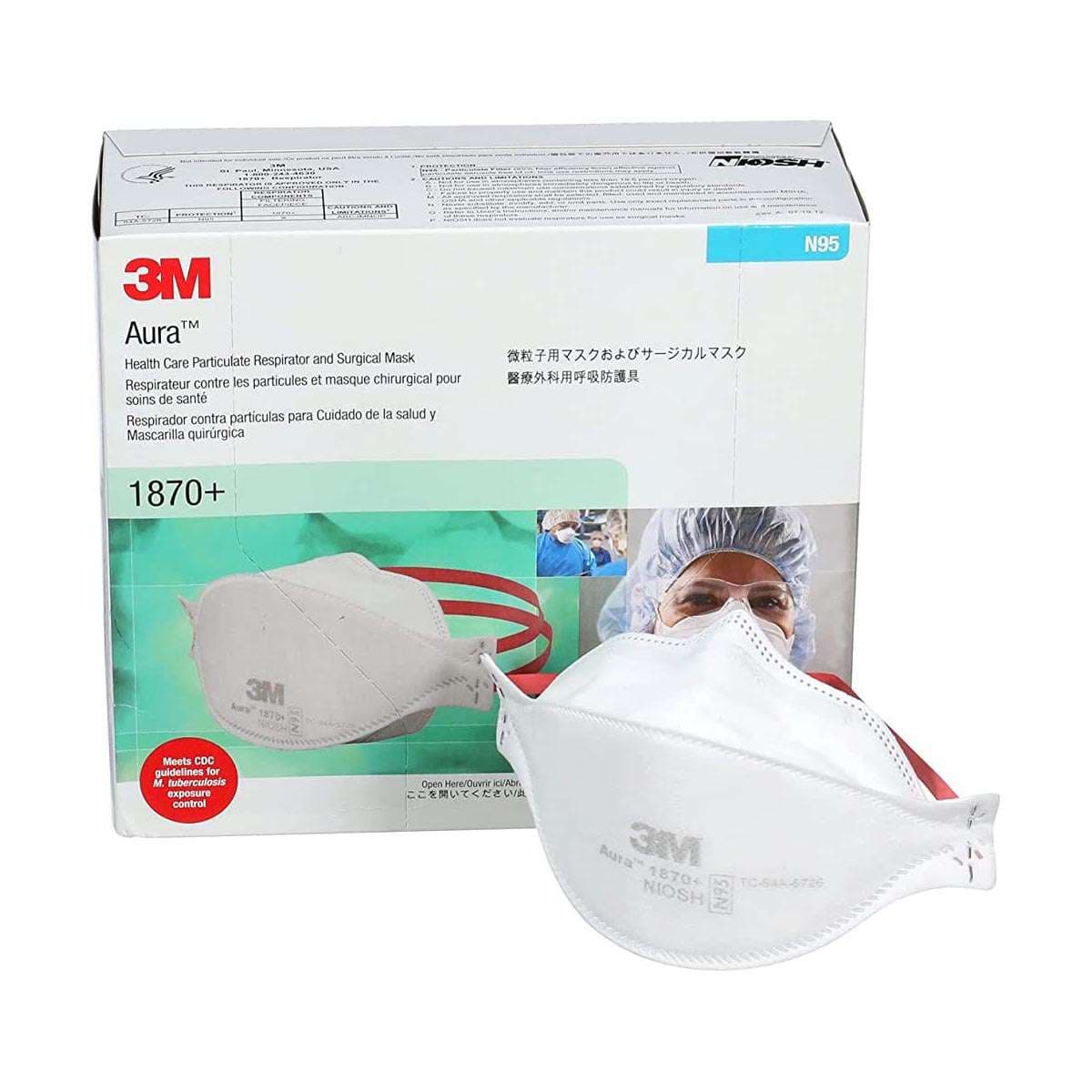 3M Aura Health Care Particulate Respirator and Surgical Mask - Case of 240 - Image 1