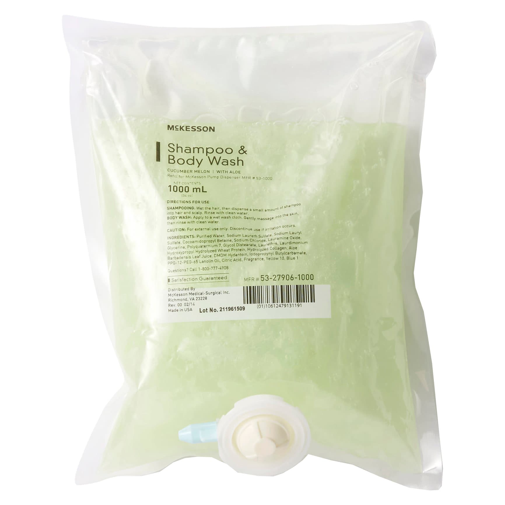 McKesson Shampoo and Body Wash with Aloe, Cucumber Melon Scent, 1000 ml - Image 1