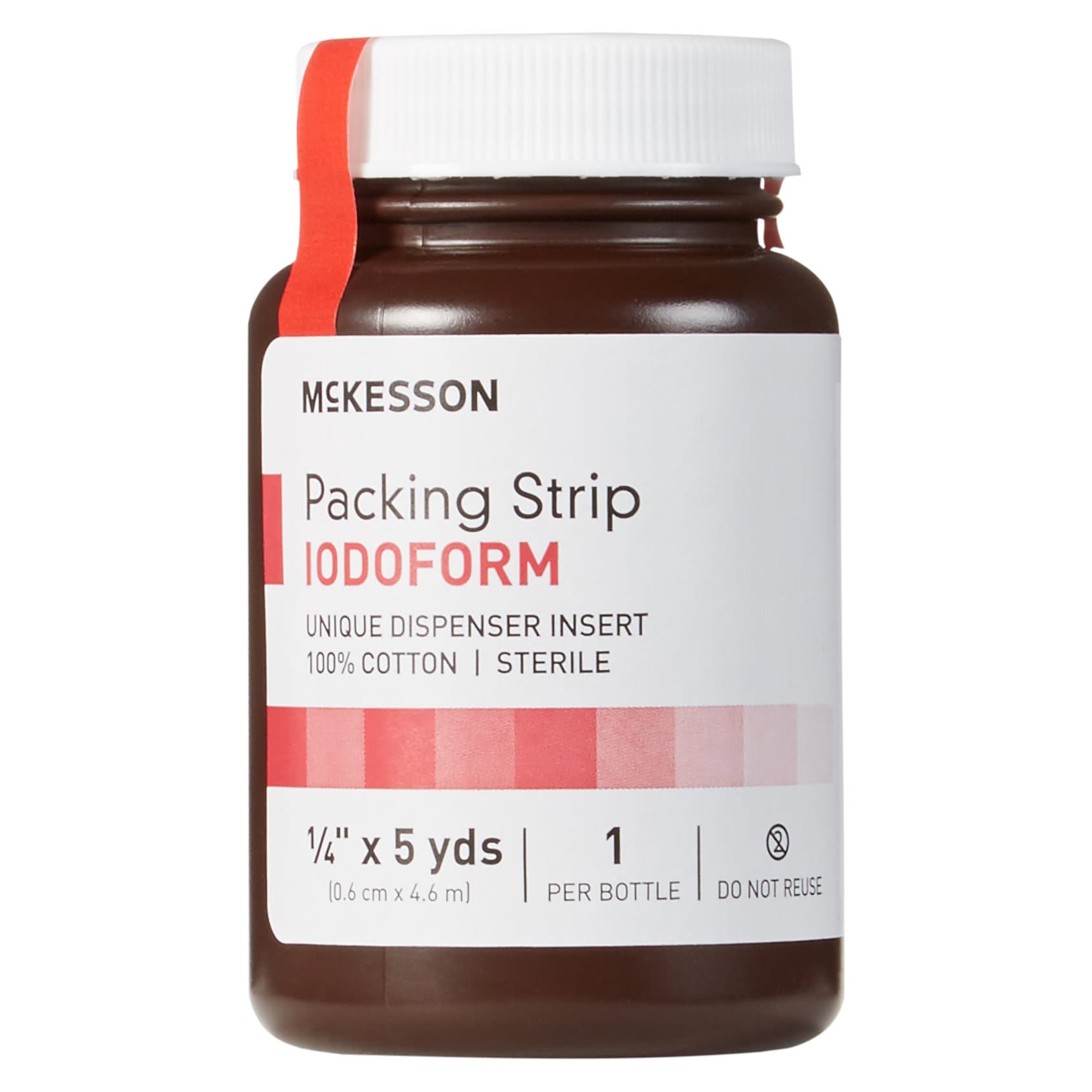 McKesson Wound Packing Strip Pale Yellow Bottle Iodoform Sterile, 1/4 Inch x 5 Yard, Small - Case of 12 - Image 2