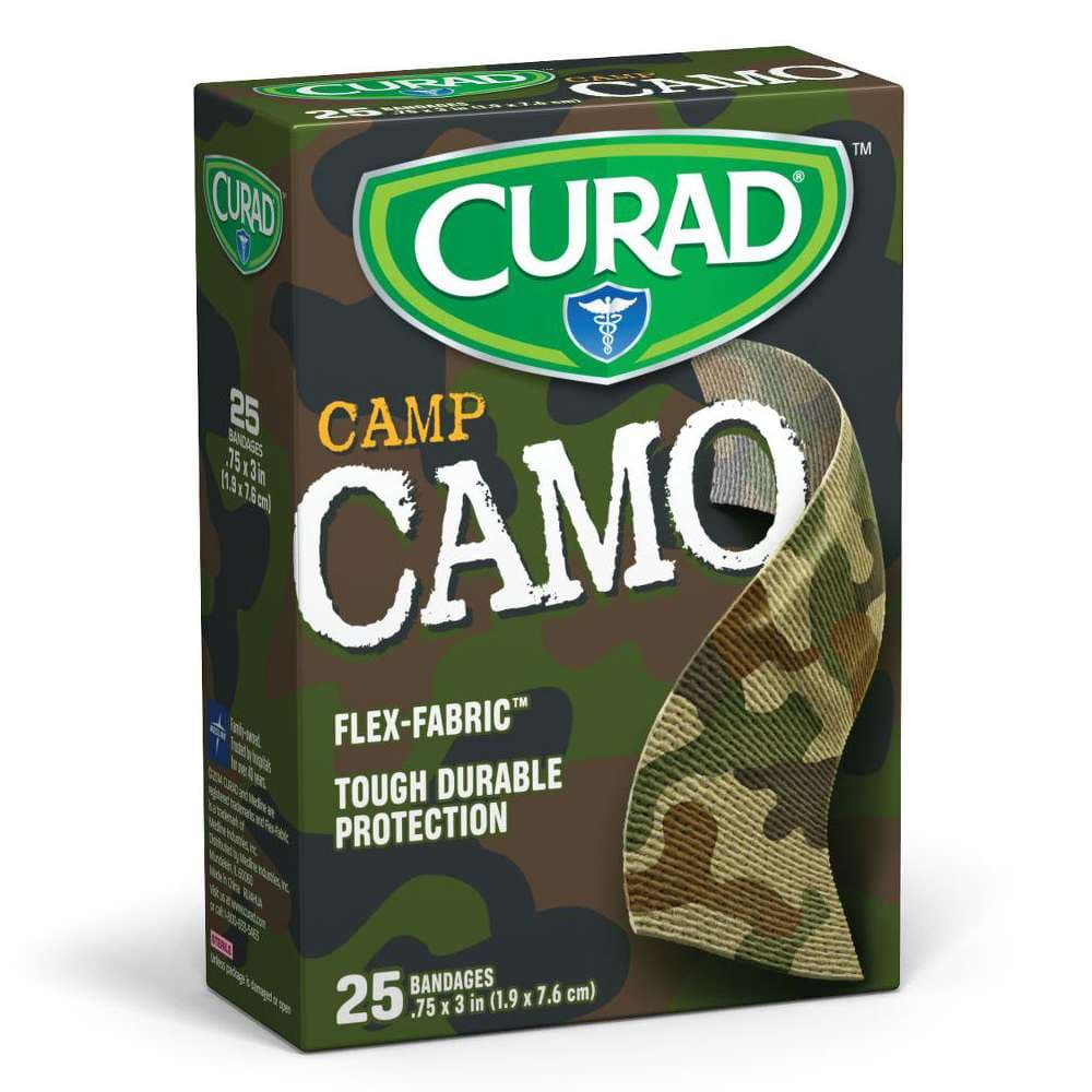 Curad Camo Flex-Fabric Adhesive Bandages, Camo Green, 3/4" x 3" - Case of 576 - Image 1