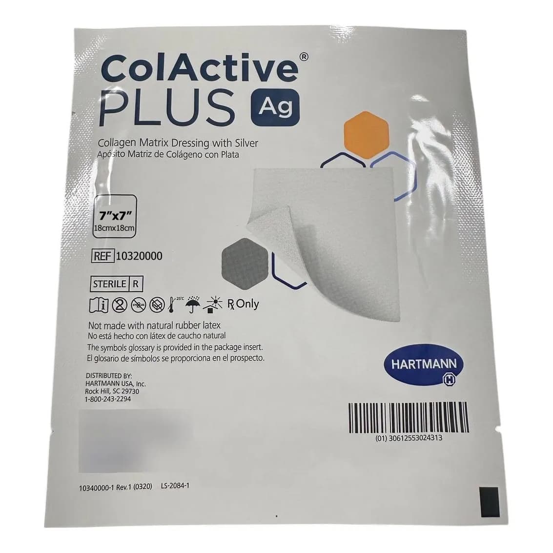 ColActive Plus Ag Silver Collagen Matrix Dressing, 7 x 7 Inch - Each - Image 1