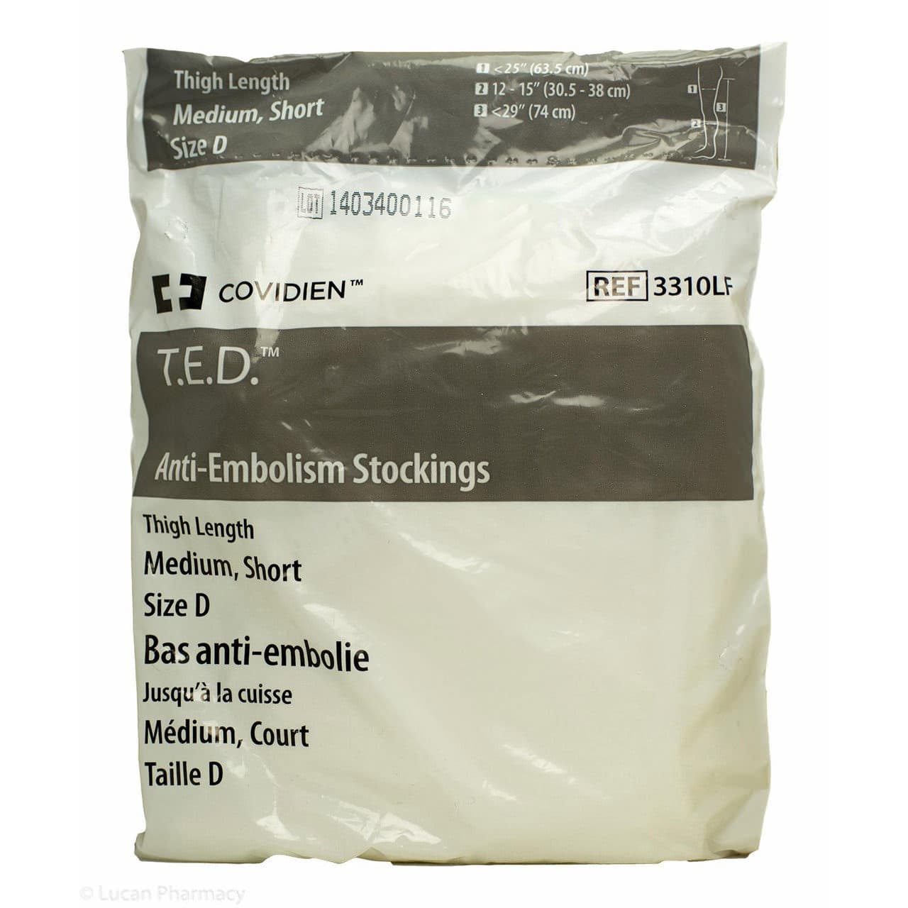 T.E.D Thigh-High Anti-Embolism Stockings for acute care, White, Medium-Short - Pair - Image 1