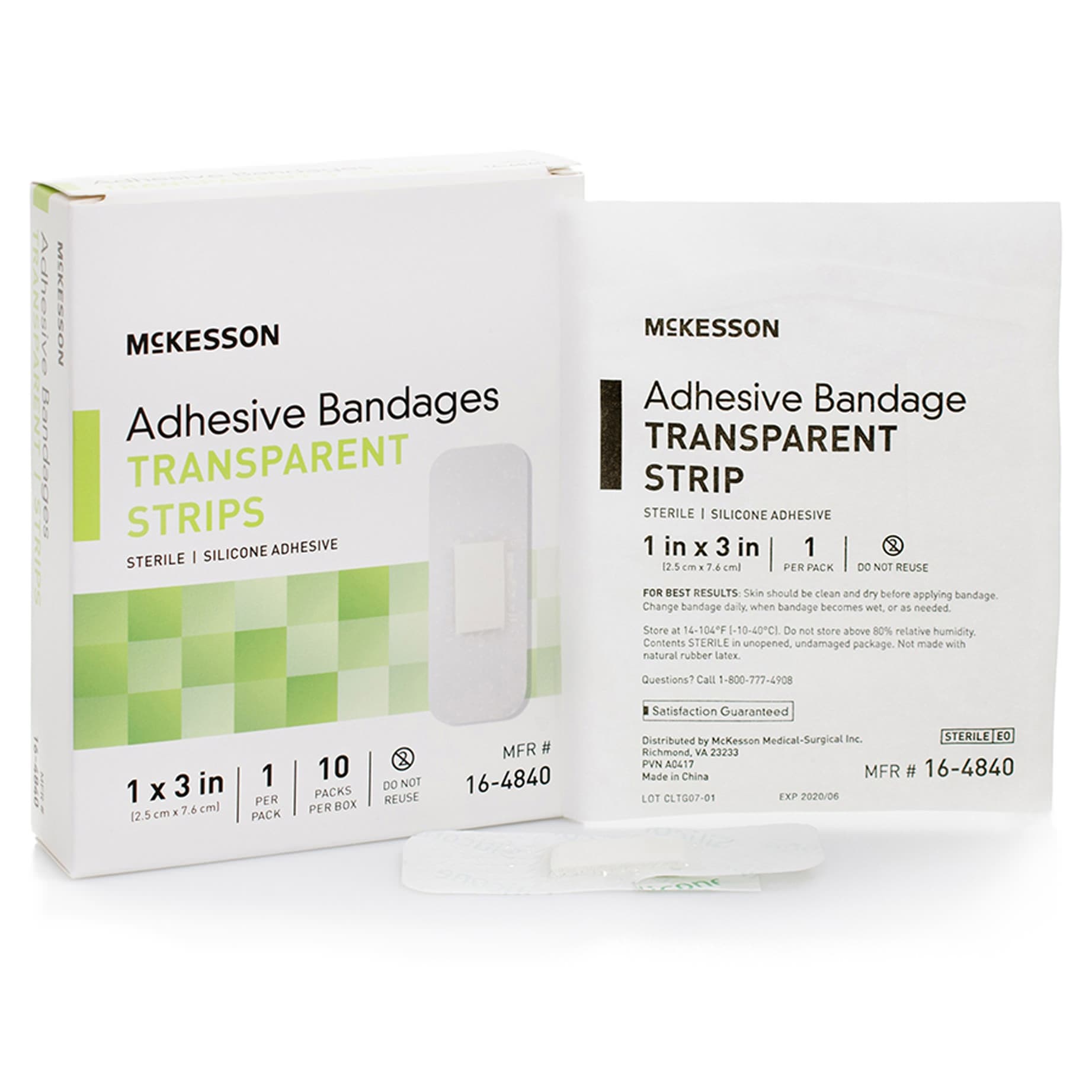 McKesson Adhesive Strip Sheer 1 x 3 Inch Rectangle Sterile - Image 1