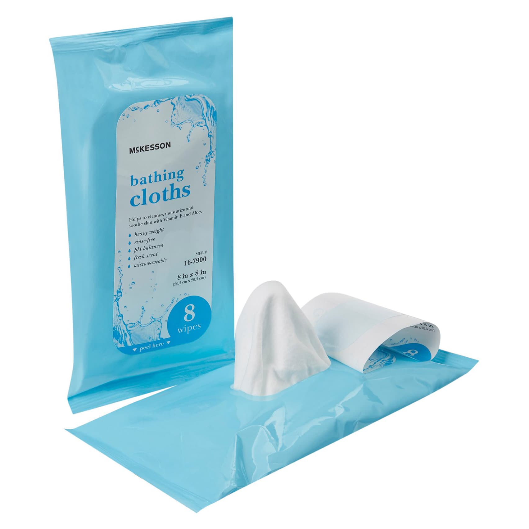 McKesson Rinse-Free Bath Wipe Soft Pack 8 x 8 Inch NonSterile