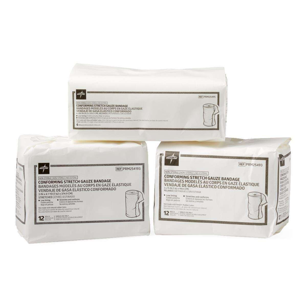 Medline Conforming Stretch Gauze Bandages, Non-sterile
