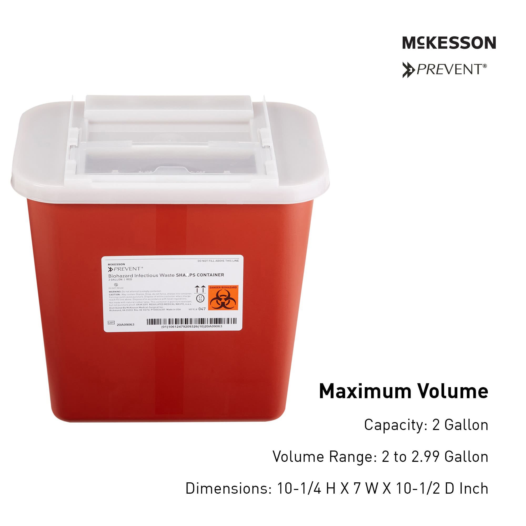 McKesson Prevent Biohazard Infectious Waste Sharps Containers, Horizontal Entry - Image 2