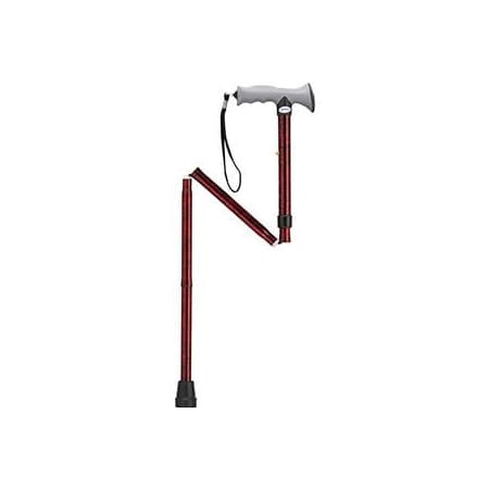 Drive Medical Aluminum Folding Cane with Gel Grip and Red Crackle