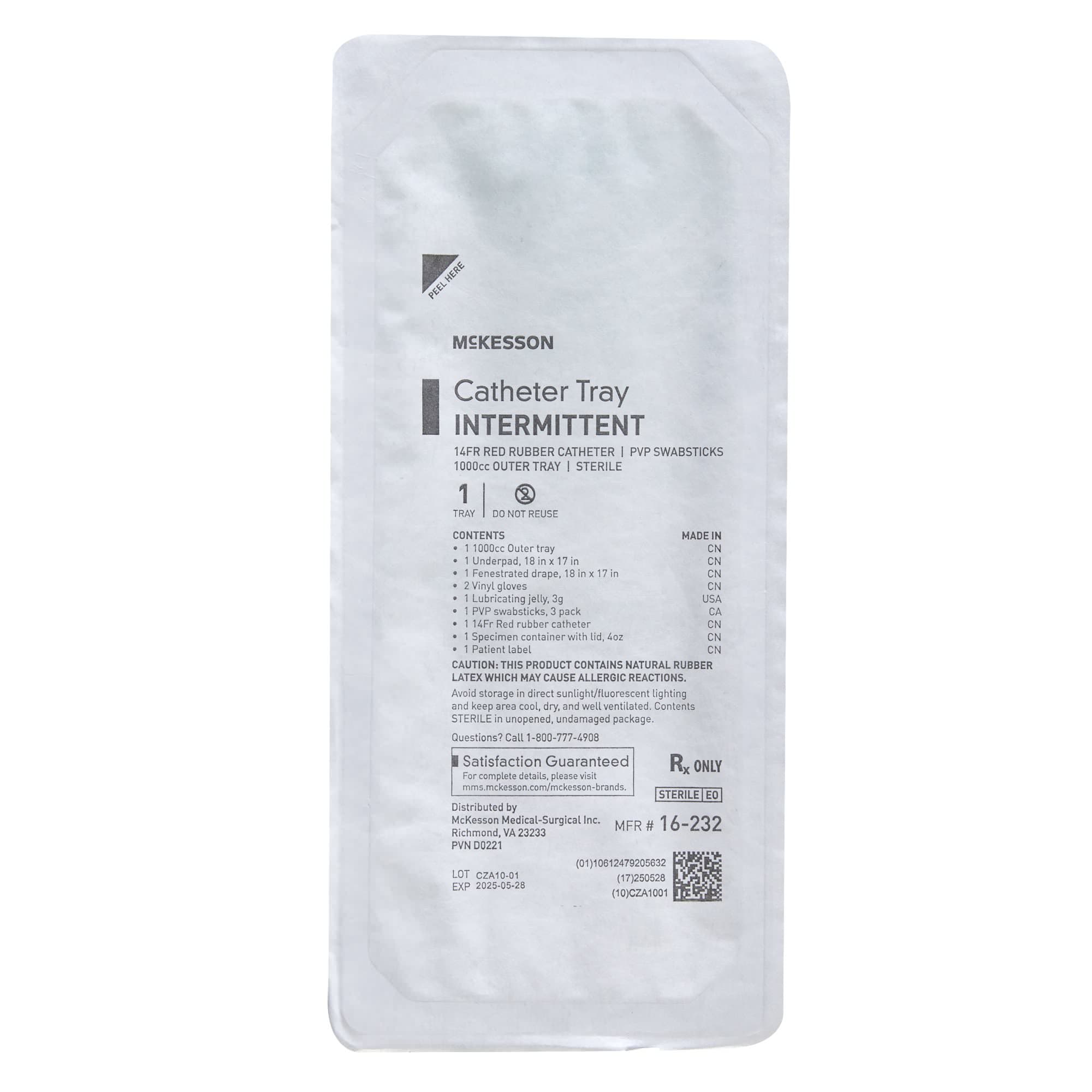 McKesson Intermittent Catheter Tray 1000 mL Outer Tray 14 Fr Sterile Urethral - Image 2