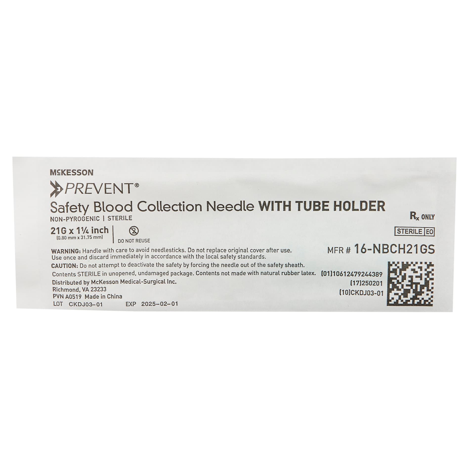 McKesson Prevent HT Safety Blood Collection Needles with Tube Holder - Image 3
