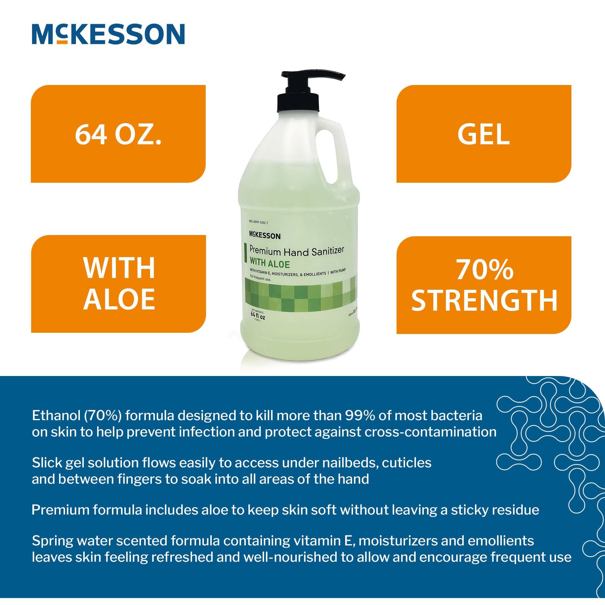 McKesson Premium Hand Sanitizer with Aloe Gel, 64 oz - Image 3