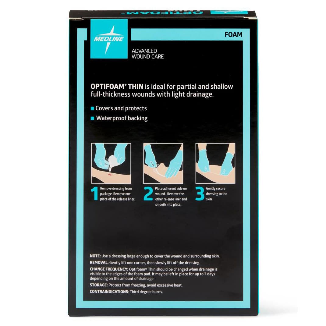 Optifoam Thin Non Bordered Adhesive Foam Dressing, Sterile - Image 4