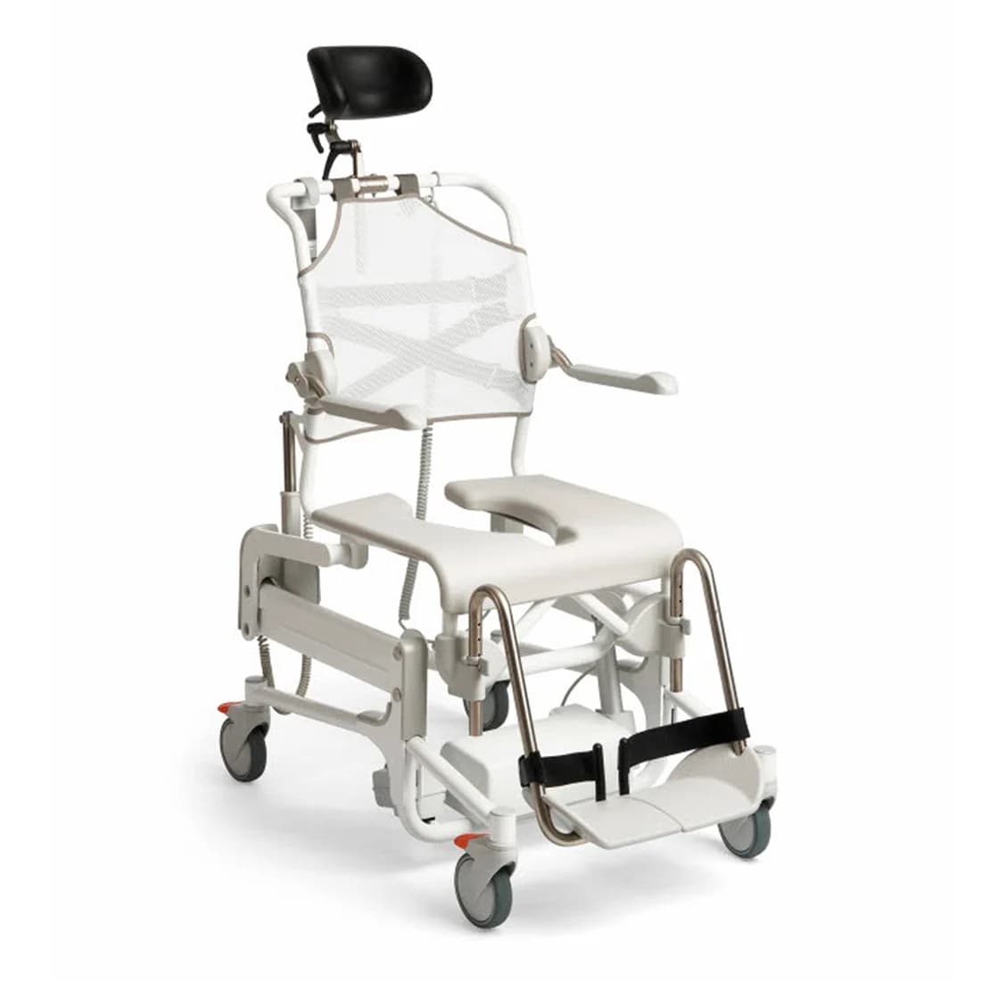 Etac Alto powered height adjustable and tilt mobile shower commode chair