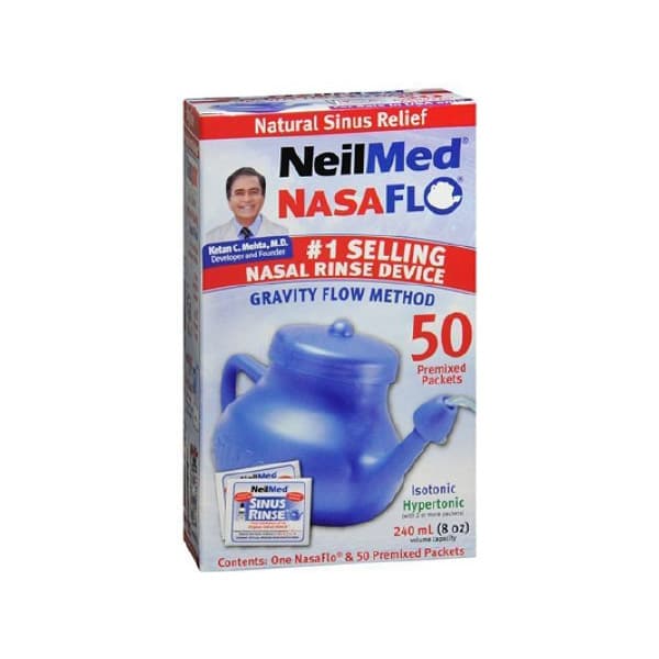 Neilmed Nasaflo Neti Pot Saline Nasal Rinse Kit Powder For Solution