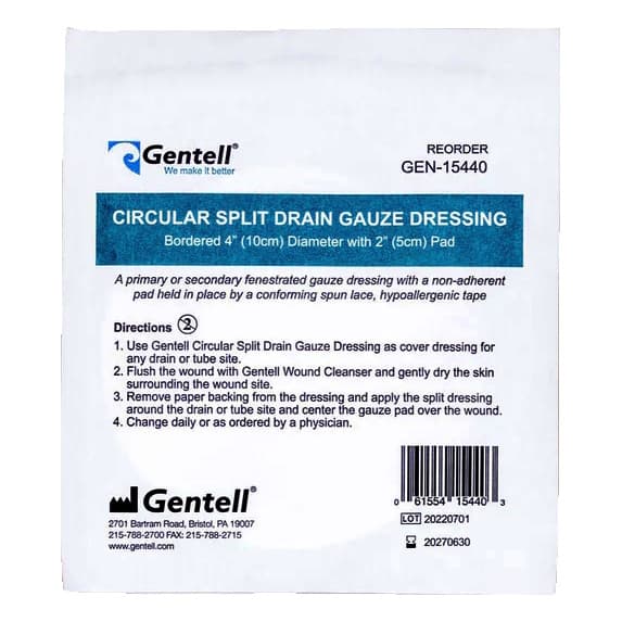 Gentell Circular Split Drain Gauze Dressing - Image 2