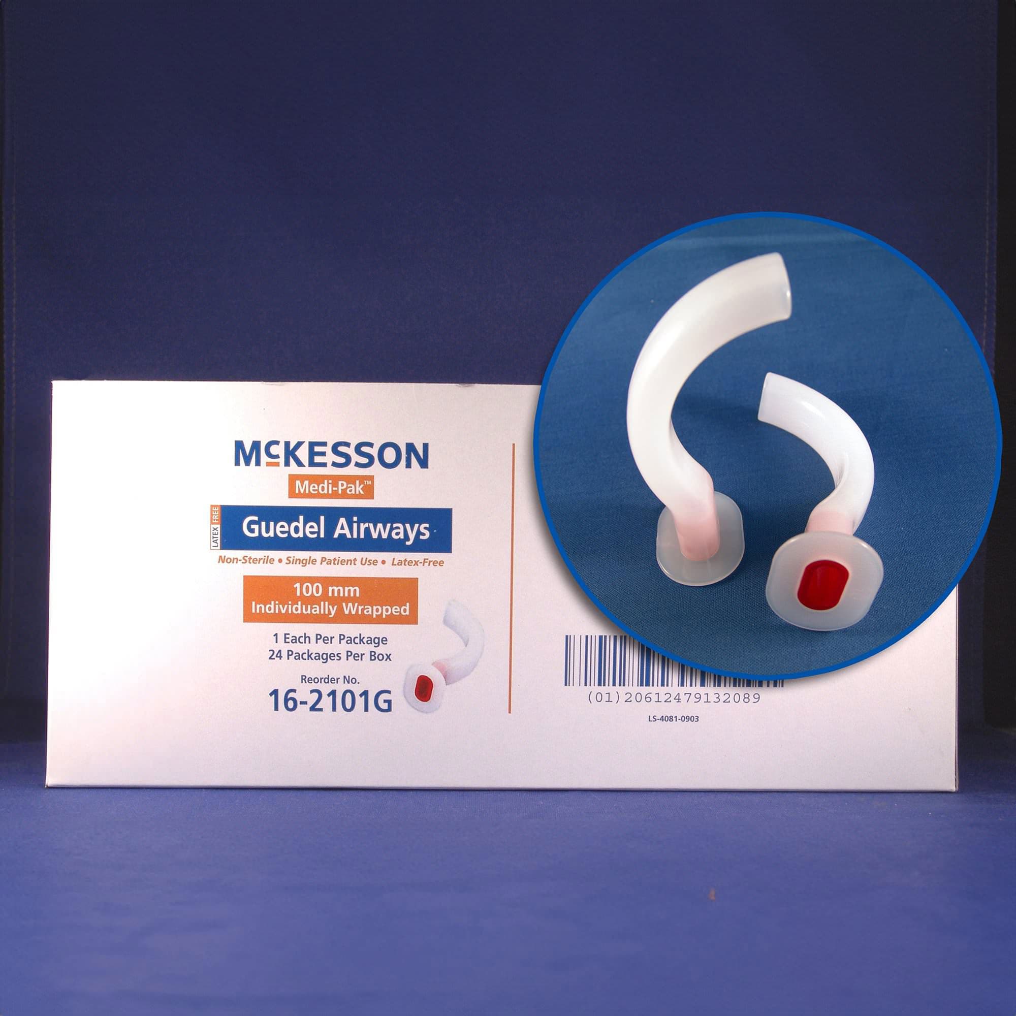 McKesson Guedel Oropharyngeal Airway Single Patient Use, Black, ISO 6, 60 mm Length, 51 to 75 mm - Box of 24 - Image 1