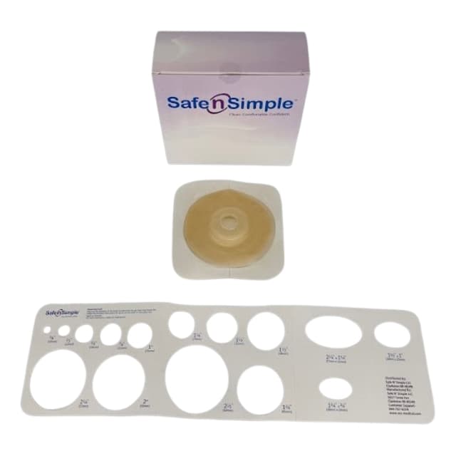 Safe N Simple 2-Piece Extended Wear Precut Convex Wafer with Tape Collar, 5 x 5 Inch
