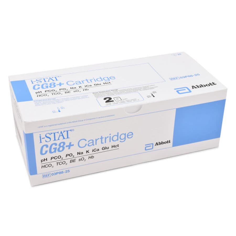 Abbott i-STAT CG8+ Cartridge, Blood Gas & Electrolyte Test Reagent for i-STAT Analyzer - Box of 25