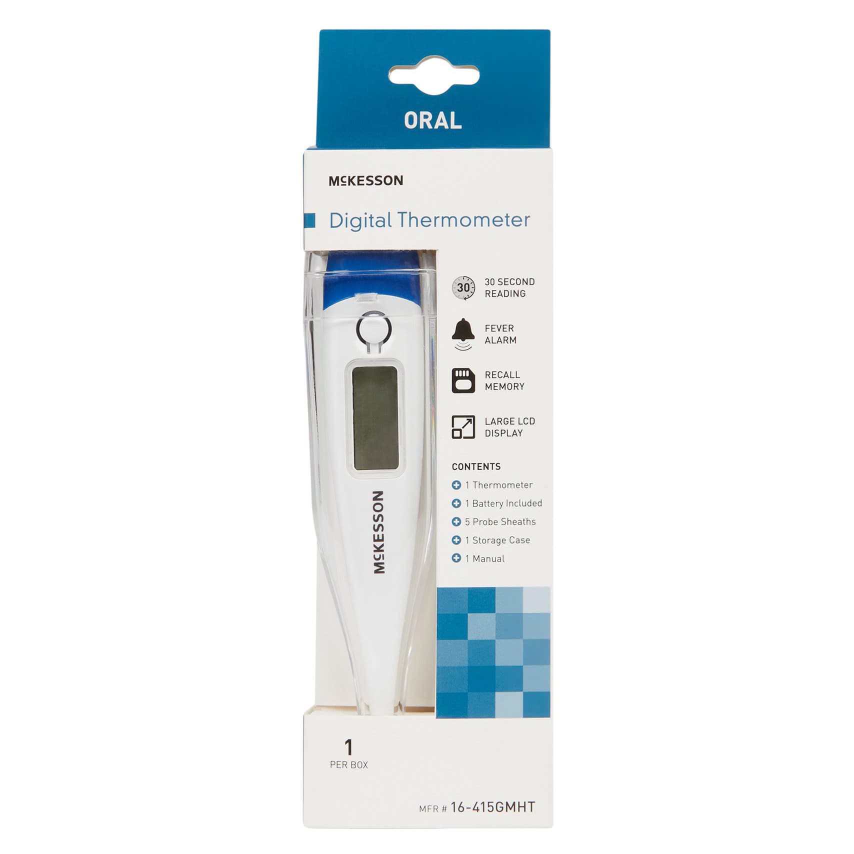 McKesson Digital Stick Thermometer 30 Second Response, LCD Display, Oral Probe - Each - Image 1