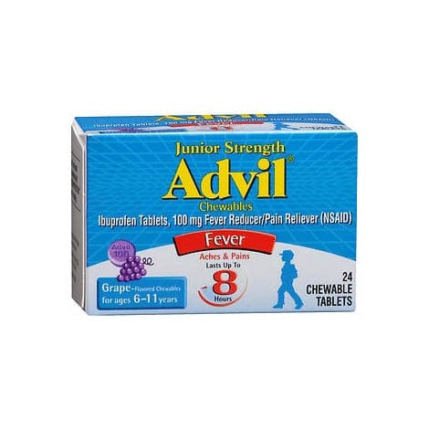 Advil Junior Strength Pain Relief Chewable Tablet, Grape Flavor - Image 1