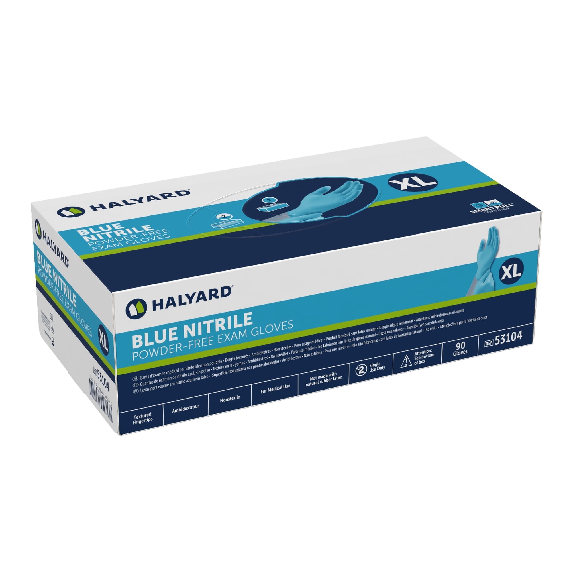 Halyard Blue Nitrile Exam Gloves - Image 2