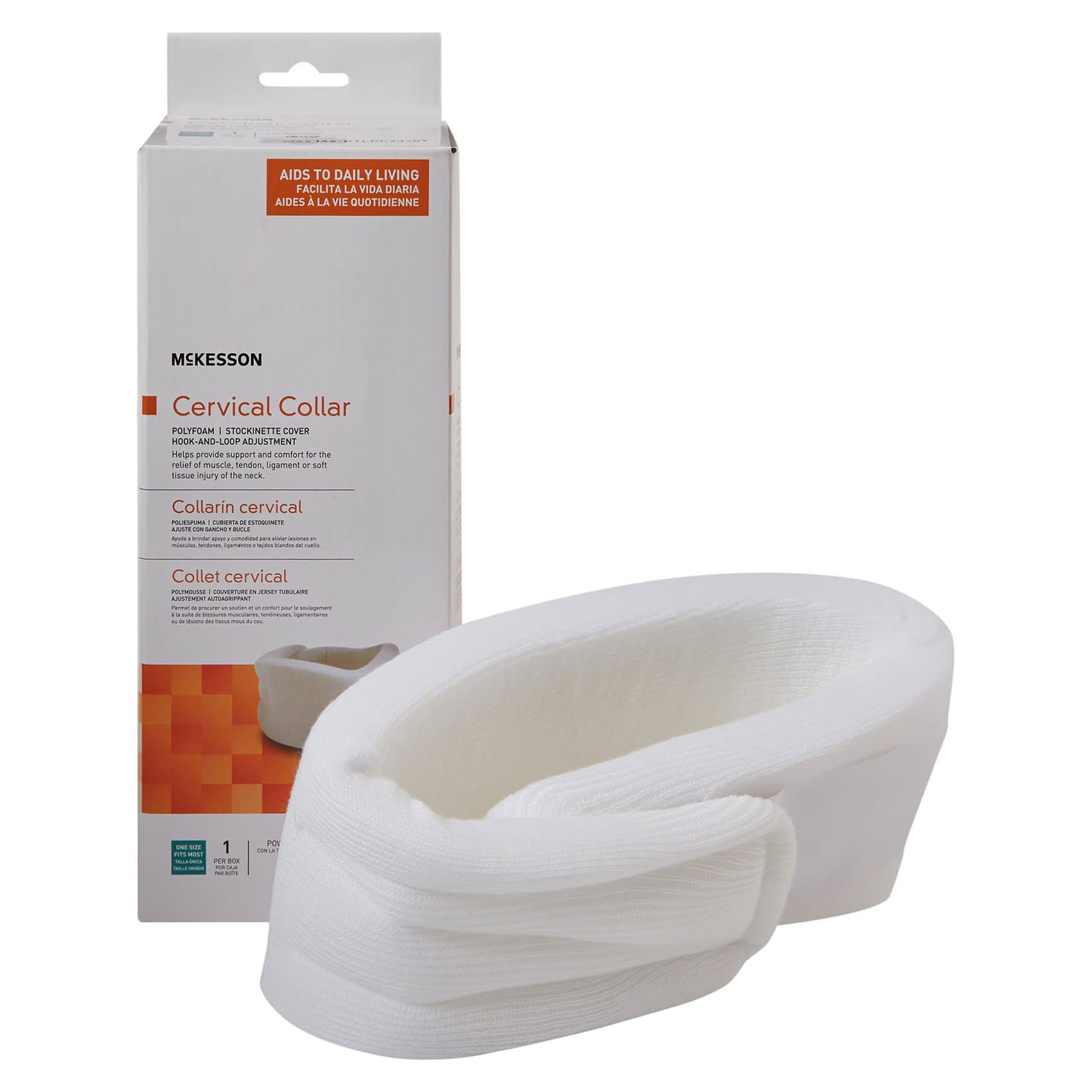 McKesson Cervical Collar Off White Without Color Code Hook and Loop Closure 3-3/4 Inch Height Large - Each - Image 1