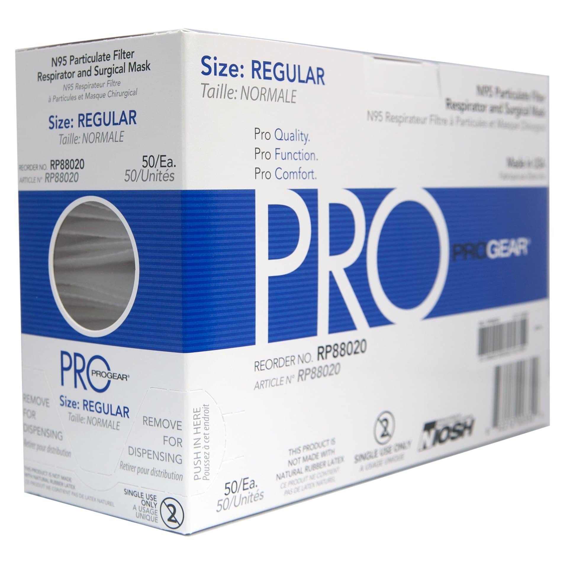 ProGear N95 Particulate Respirator and Surgical Mask ASTM Level 3, Regular