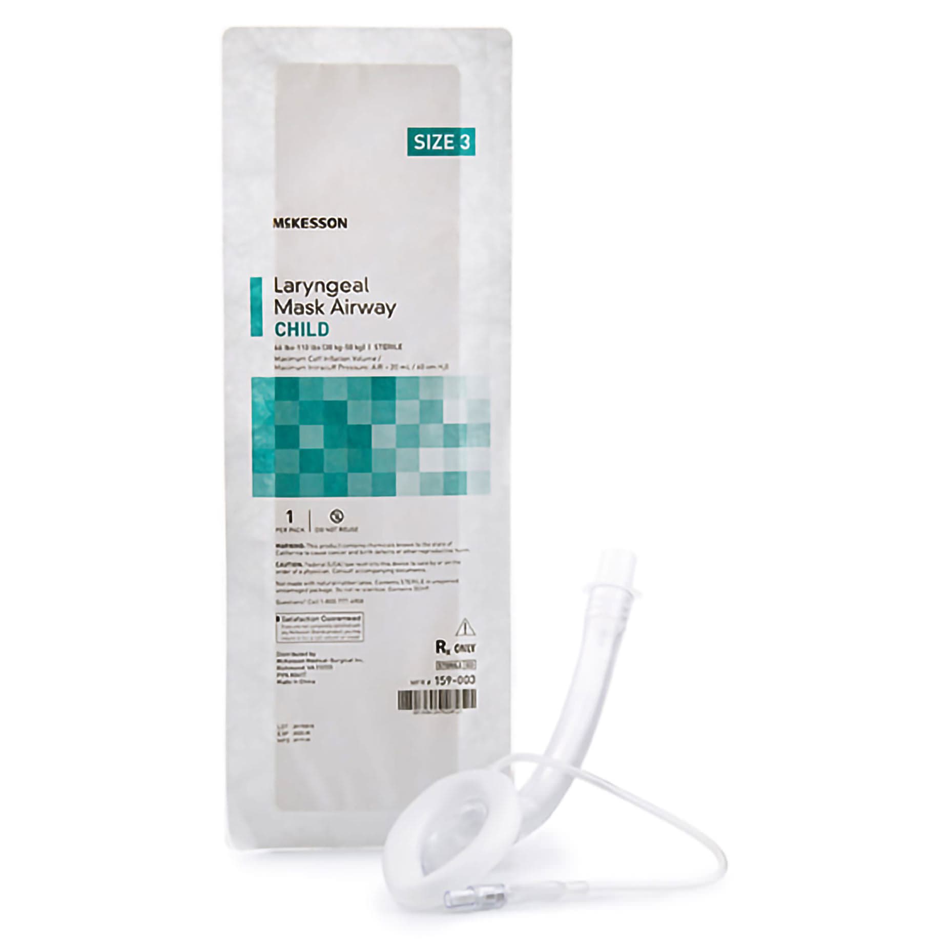 McKesson Curved Laryngeal Mask Clear 20 mL Cuff 11 to 20 mL Size 3 - Image 1