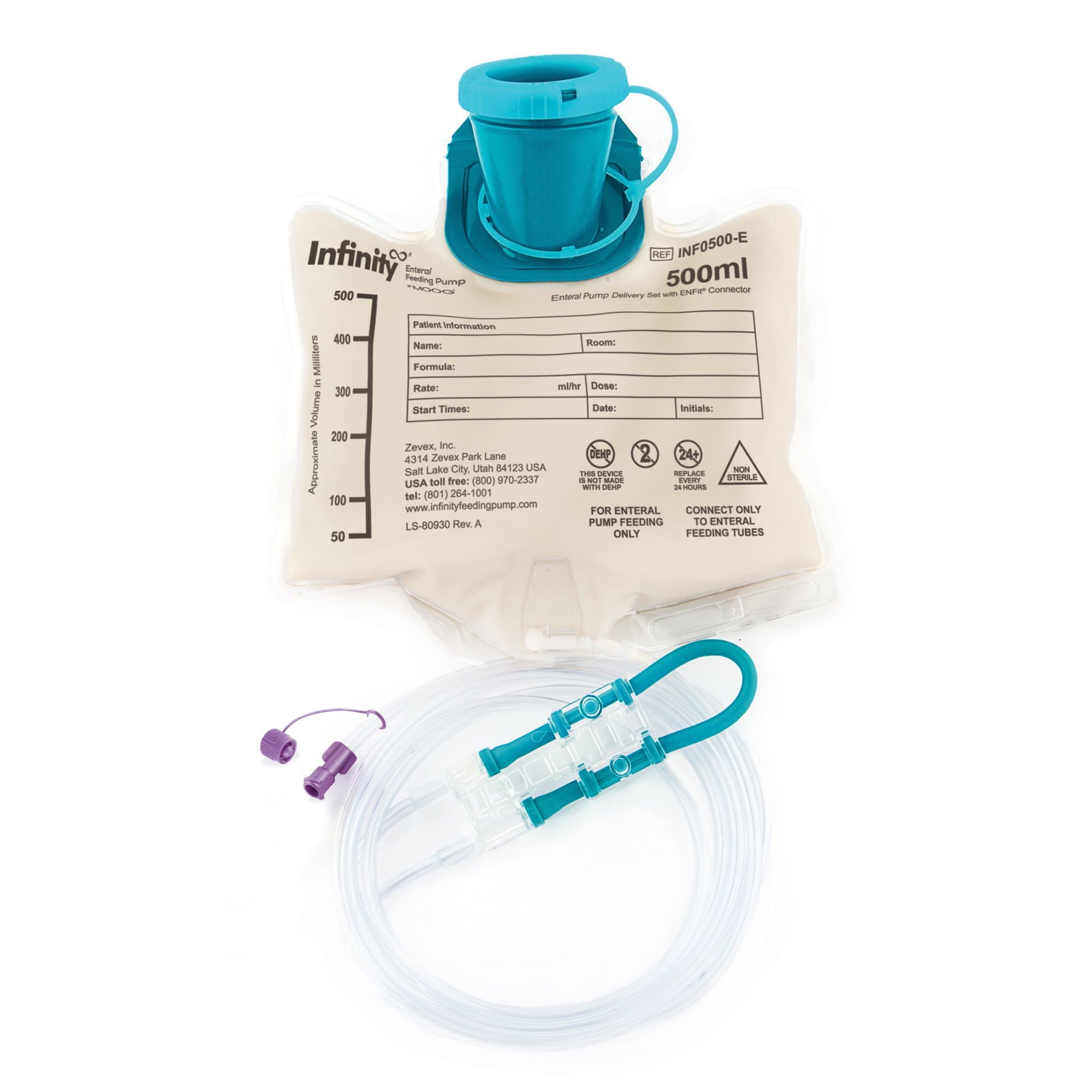 Moog Infinity Enteral Feeding Pump Bag Set with ENFit Connector