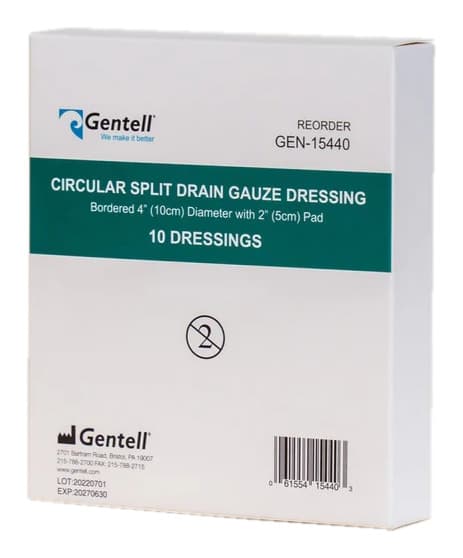 Gentell Circular Split Drain Gauze Dressing - Image 1