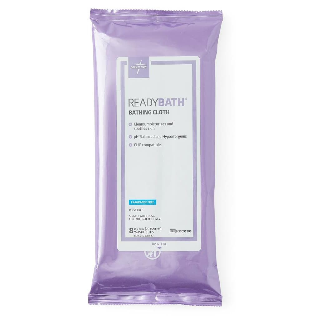 ReadyBath Rinse-Free Bath Wipe, 8 x 8 Inch