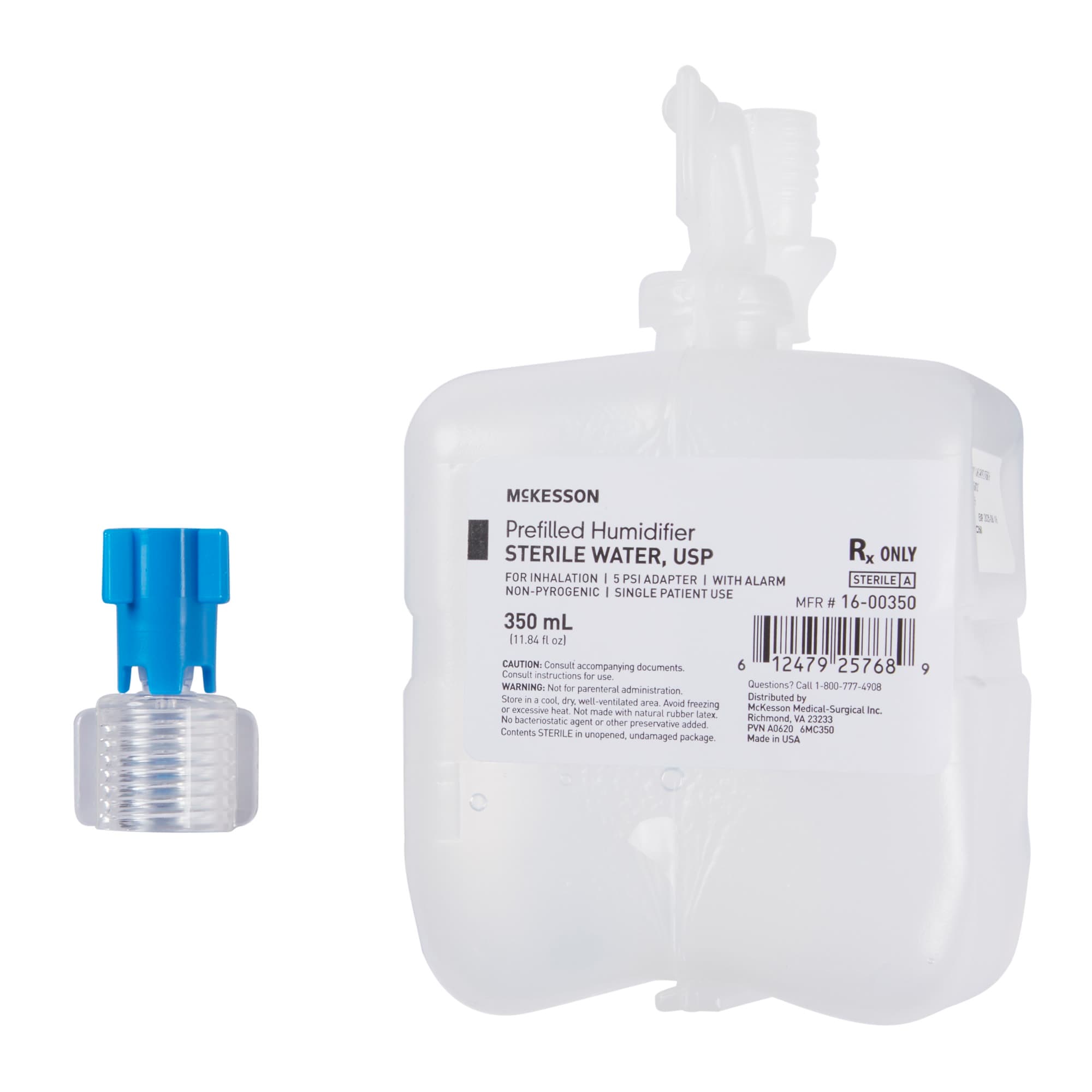 McKesson Humidifier Bottle with Adapter 350ml Sterile Water Universal