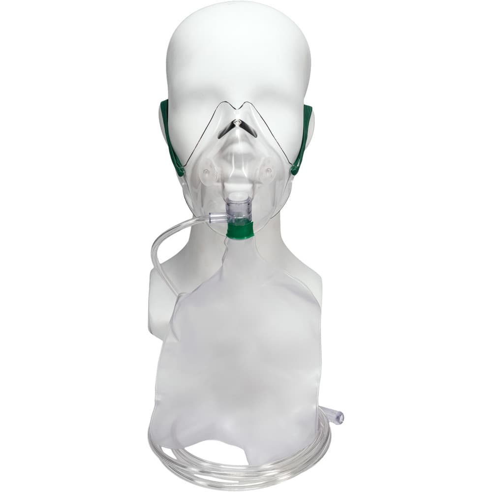 Salter Labs High Concentration, Non-Rebreathing, Adjustable Elastic Strap Oxygen Masks with 7' Tubing