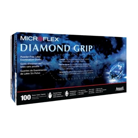 MICROFLEX Diamond Grip Powder-Free Latex Exam Gloves, Extra Large - Box of 100 - Image 1