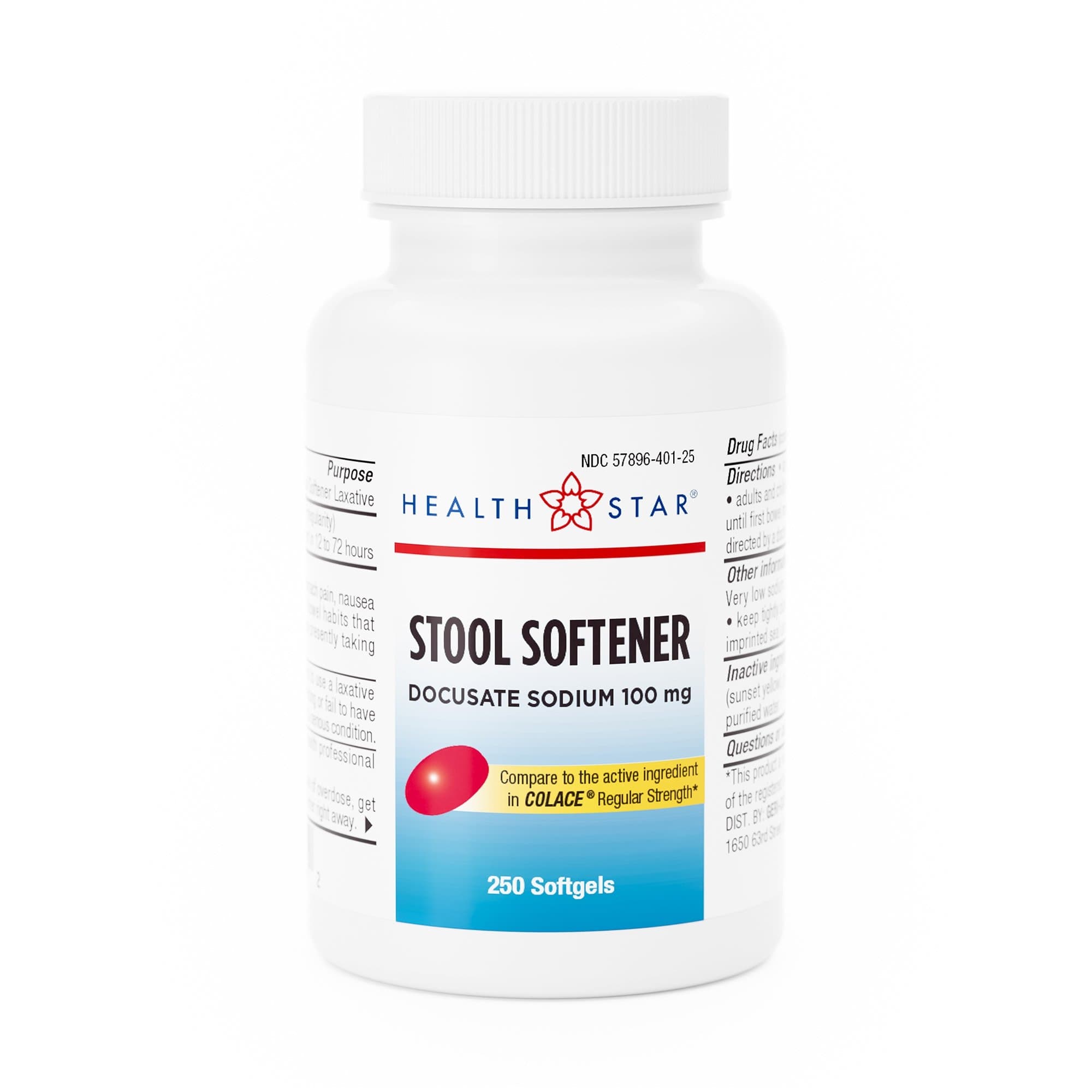 HealthStar Docusate Sodium Stool Softener, 100 mg