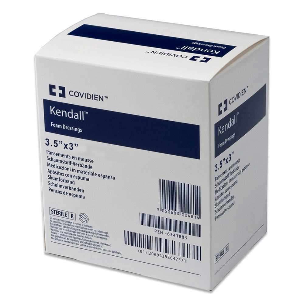 Kendall Hydrophilic Foam Plus Dressing, Fenestrated 3-1/2 x 3 Inch - Each - Image 1