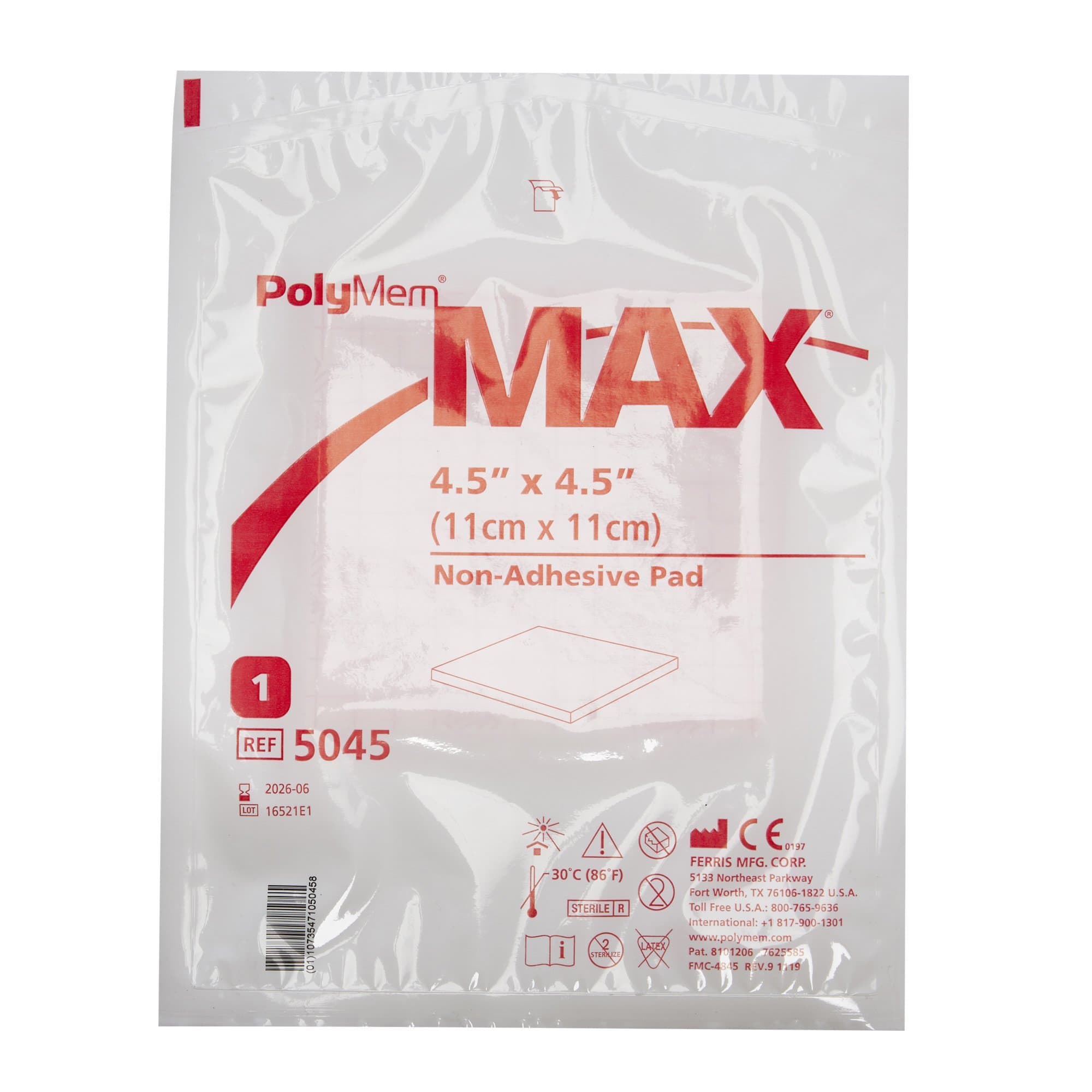 PolyMem MAX Non-Adhesive Foam Pad Dressing, 4.5 x 4.5 Inch - Each - Image 1