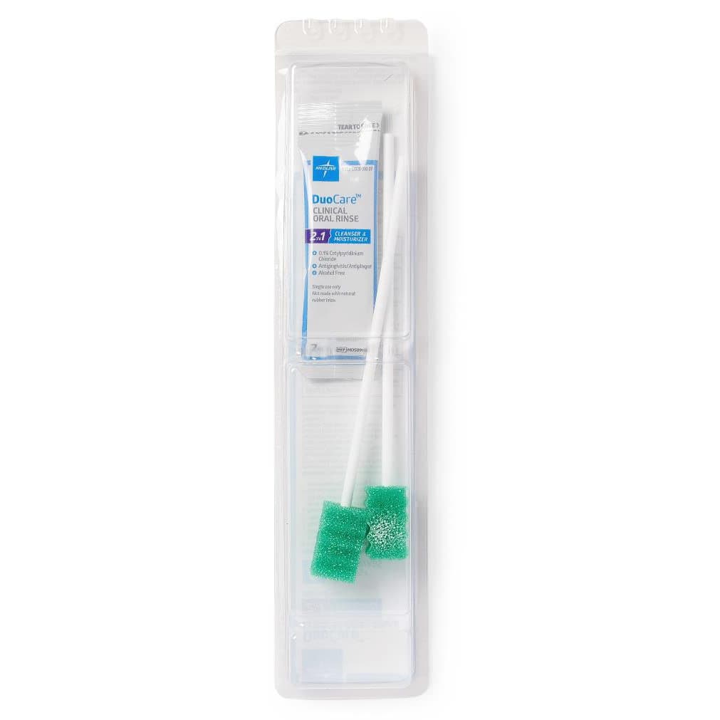DuoCare Single-Use Oral Care Tray Kit with 2 DenTips Oral Swabsticks