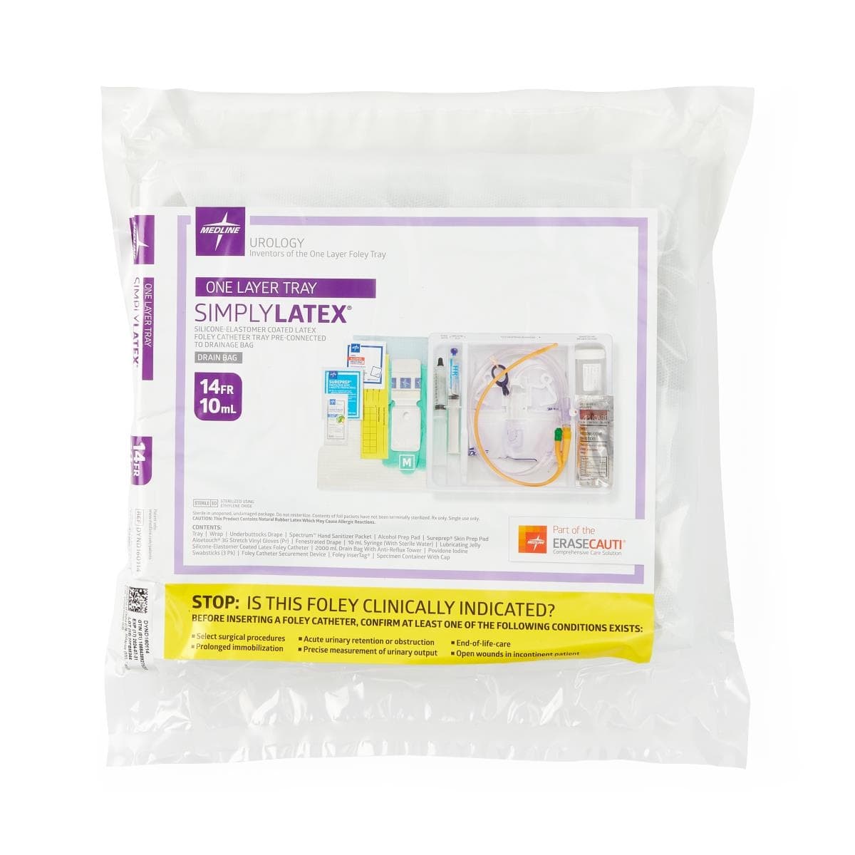 Medline One-Layer Tray with Drain Bag & 14 Fr Foley Catheter